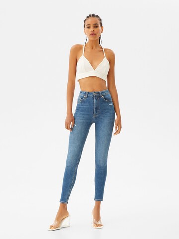 Bershka Skinny Džíny – modrá