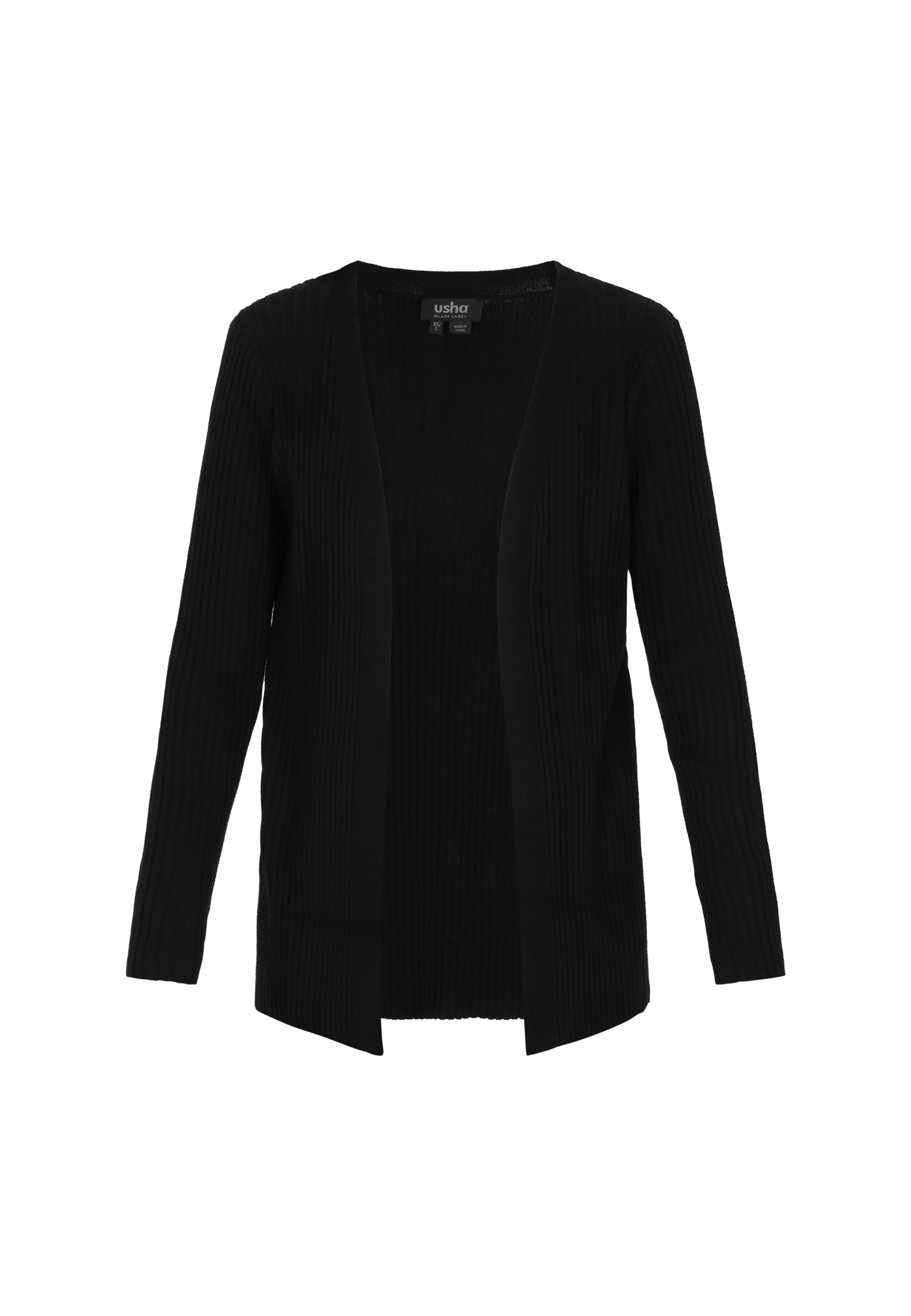 usha BLACK LABEL Gebreid vest in Zwart: voorkant