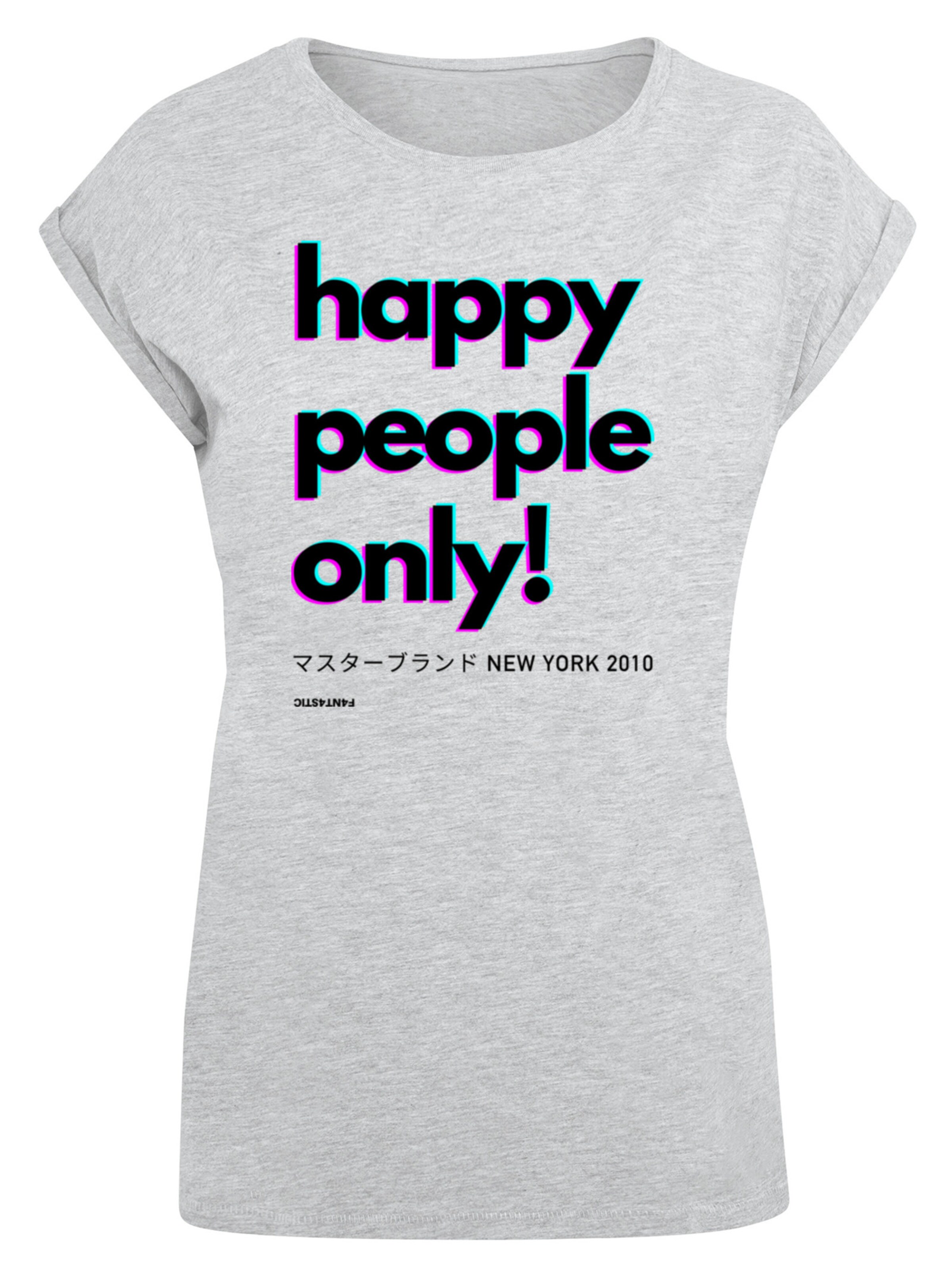 F4NT4STIC T-Shirt 'Happy people only New York' in Grau: Vorderseite