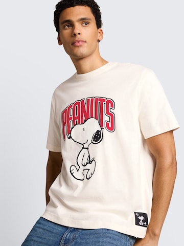 TOM TAILOR DENIM Тениска 'Snoopy' в бяло