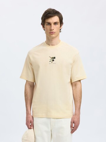 T-Shirt SELECTED en blanc : devant