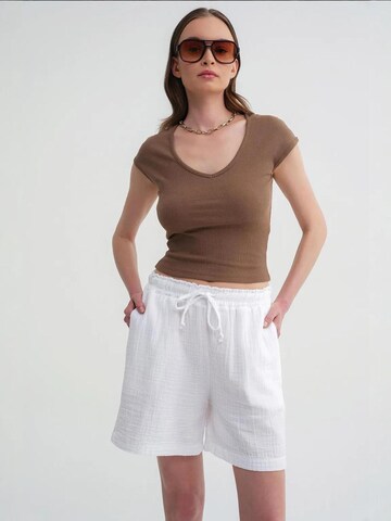 MixRay - Perna larga Calças em branco