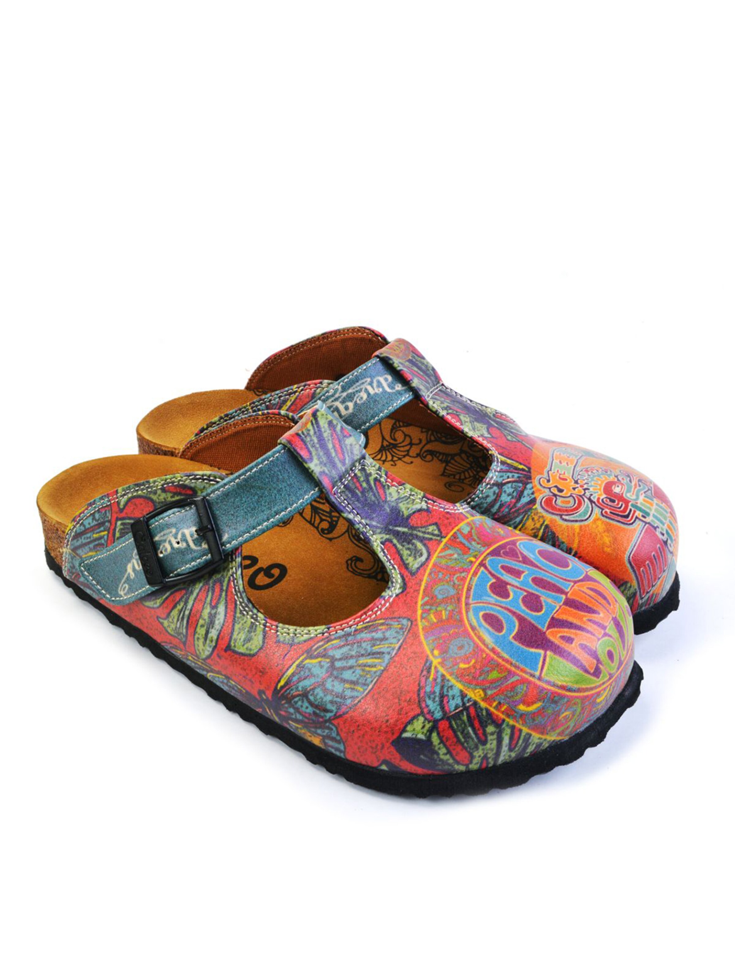 Clogs 'Women shoes Goby-Calceo mules CAL1505 Peace and Love' di Goby in colori misti