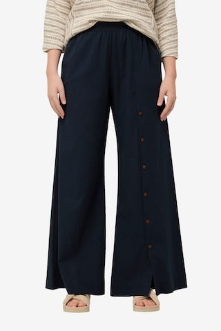 Ulla Popken Wide leg Broek in Blauw: voorkant