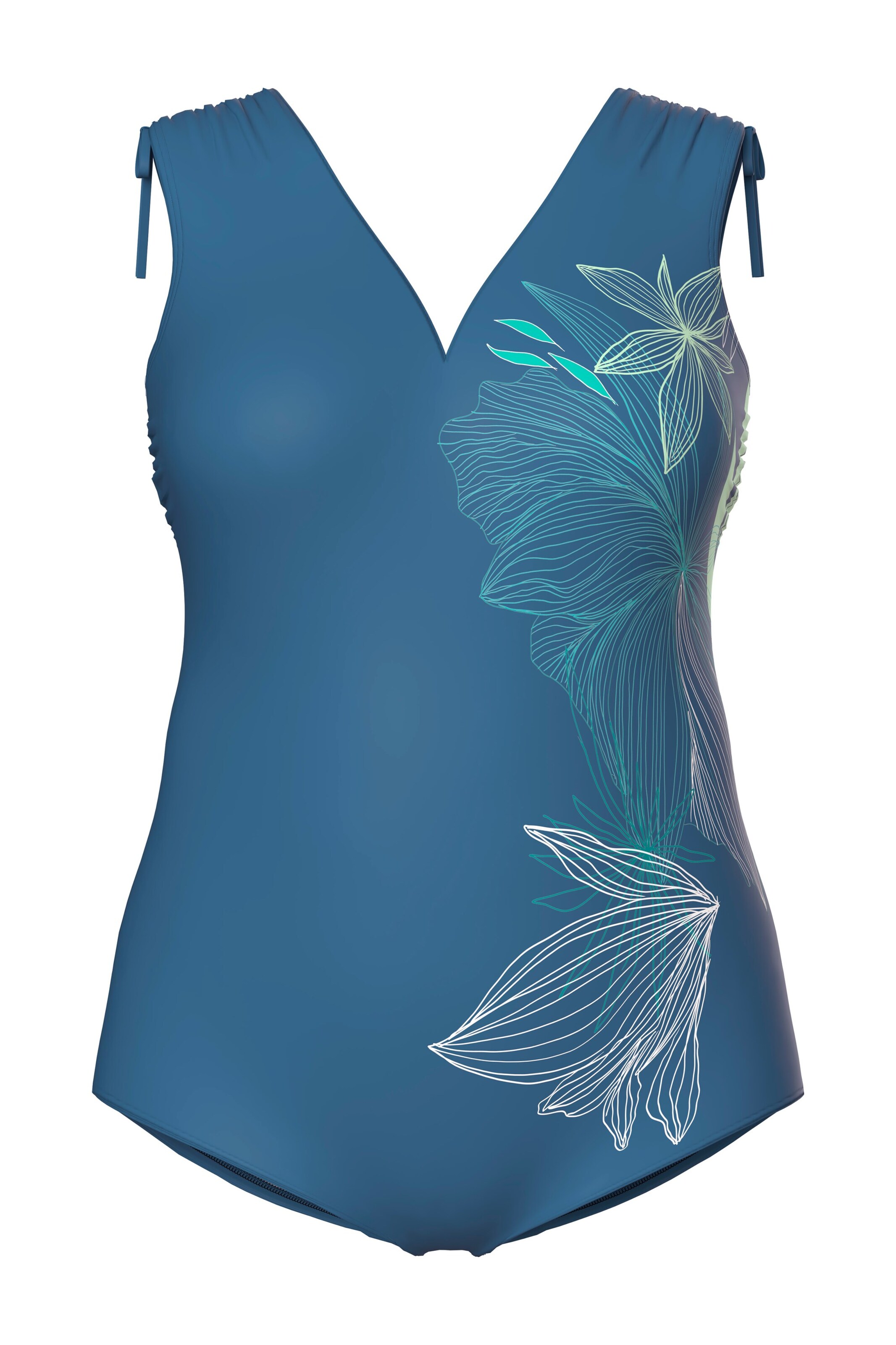 Ulla Popken Triangel Badpak in Blauw: voorkant