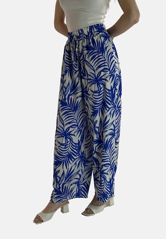 Elara Wide Leg Bukser i blå: forside