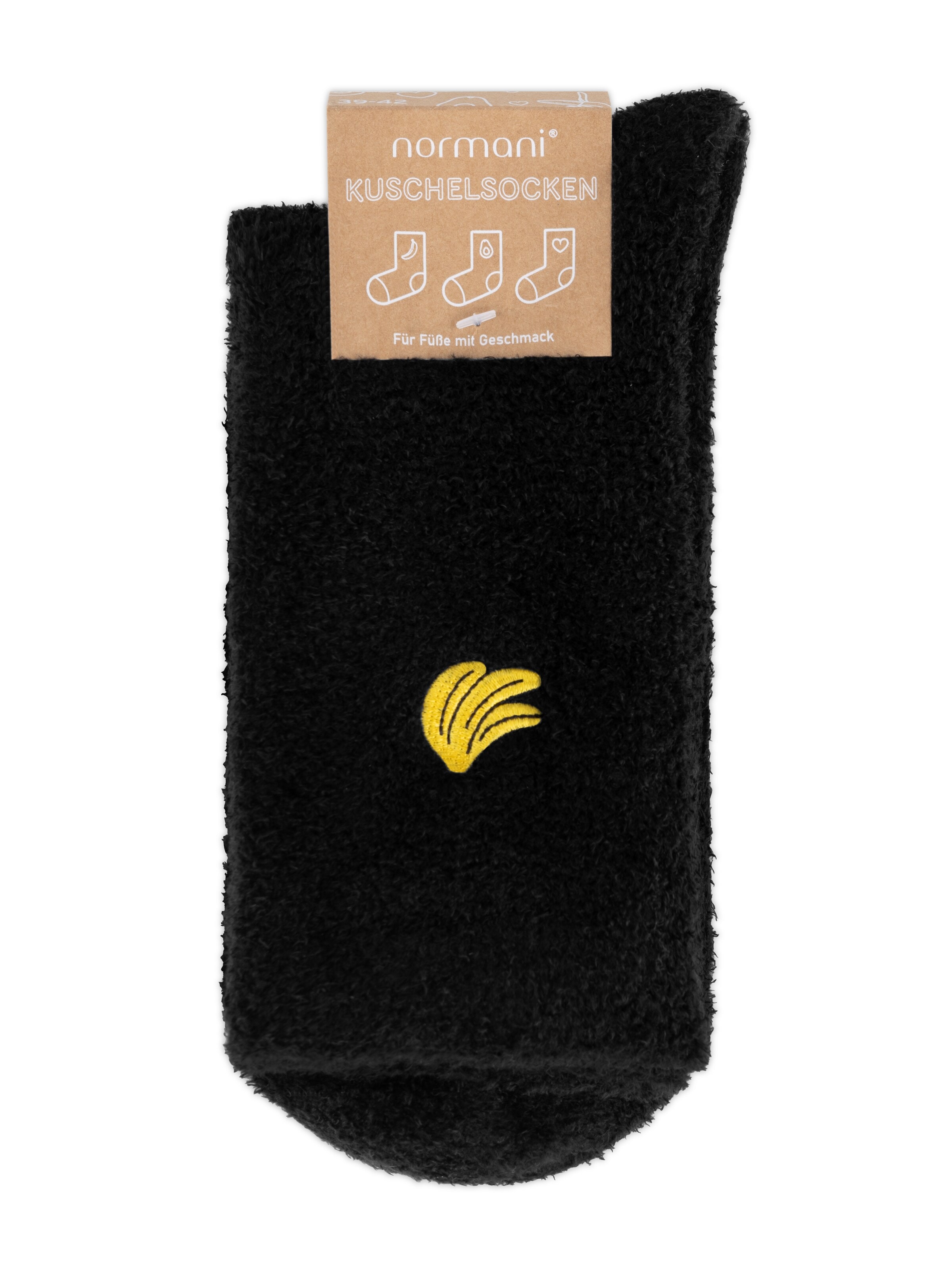 Calzino 'Kuschelsocken mit Icon Stickerei Herz Avocado Banane' di Circle Five in nero
