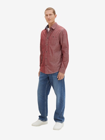 TOM TAILOR Regular fit Button Up Shirt in Red