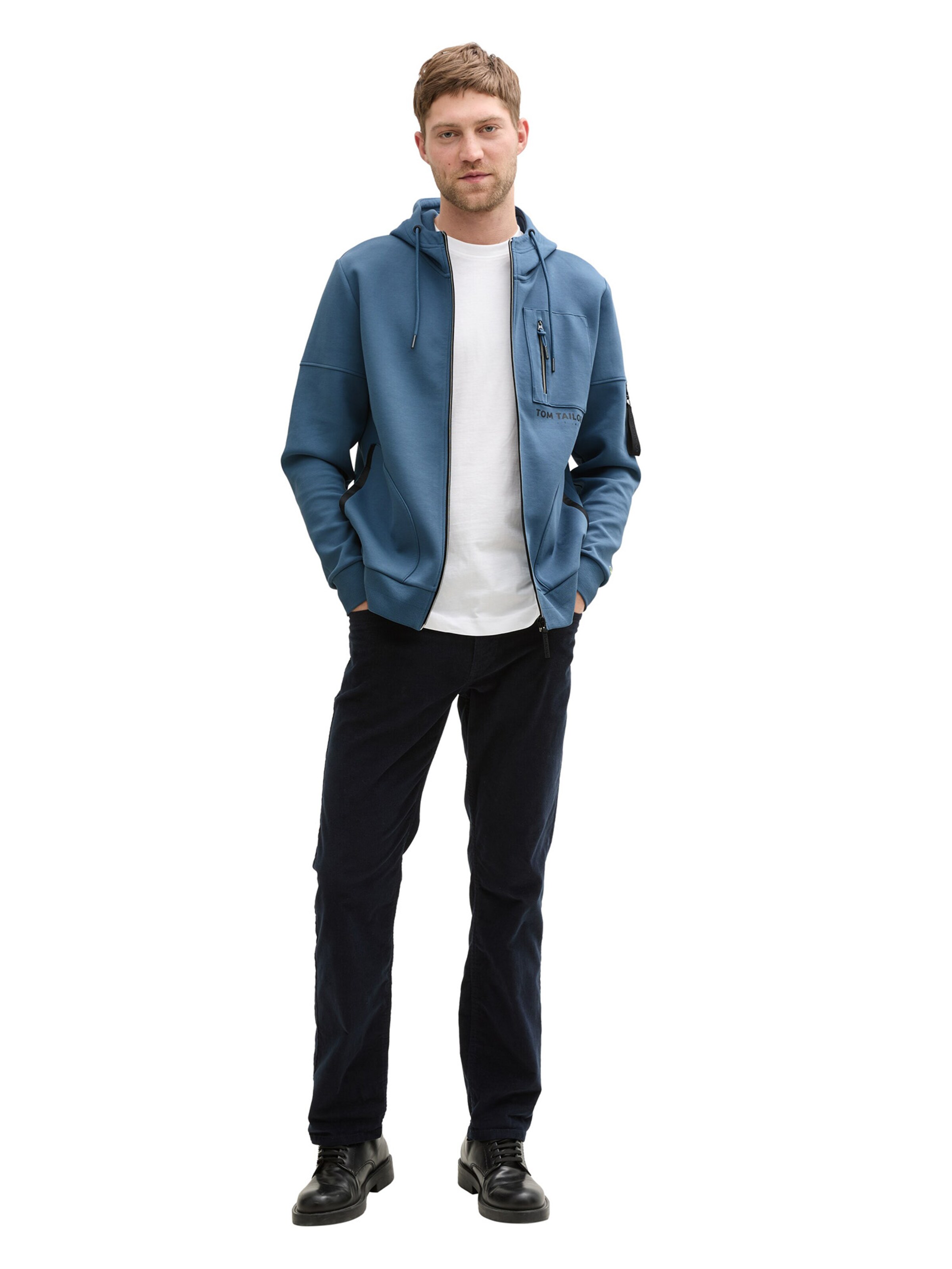 TOM TAILOR Zip-Up Hoodie in Blue