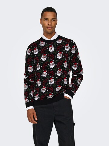 Only & Sons Trui 'ONSXmas' in Zwart: voorkant