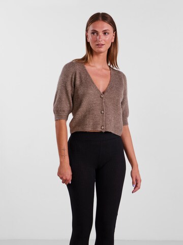 PIECES Knit Cardigan 'Jennifer' in Brown: front