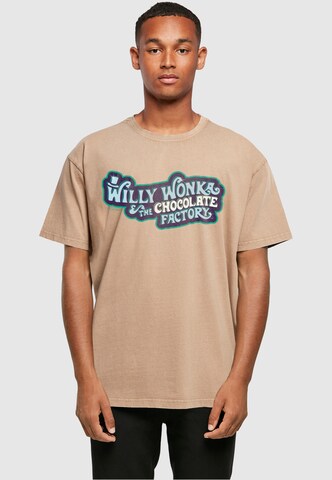 ABSOLUTE CULT T-Shirt 'Willy Wonka' in Beige: predná strana