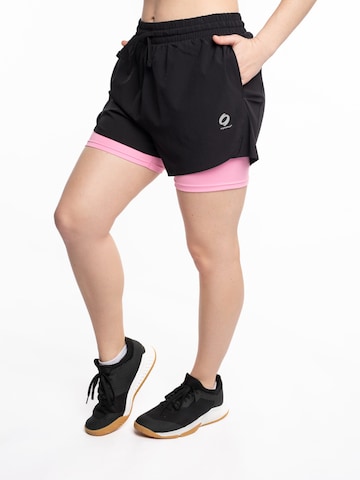 mymotus Regular Sportbroek 'Mymotus® Ladies Comfort Running Twin Shorts Black- Begonia Pink RW81' in Zwart