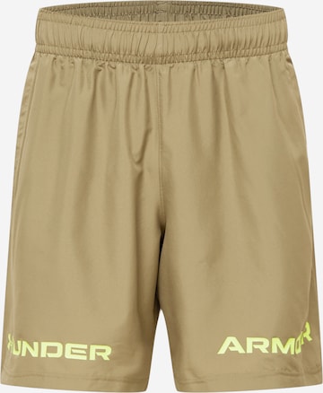 UNDER ARMOUR Workout Pants in Green: front