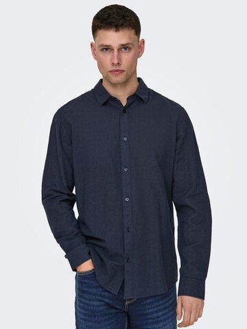 Coupe slim Chemise 'Caiden' Only & Sons en bleu