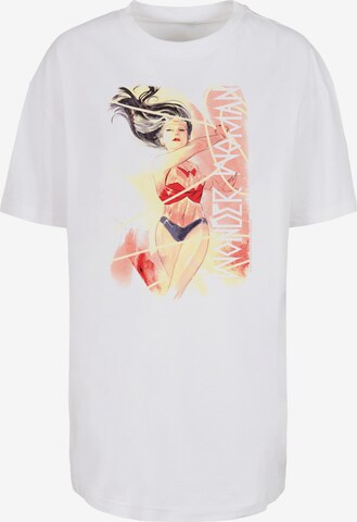 F4NT4STIC Oversized Shirt 'DC Comics Wonder Woman Watercolour Lasso' in White: front