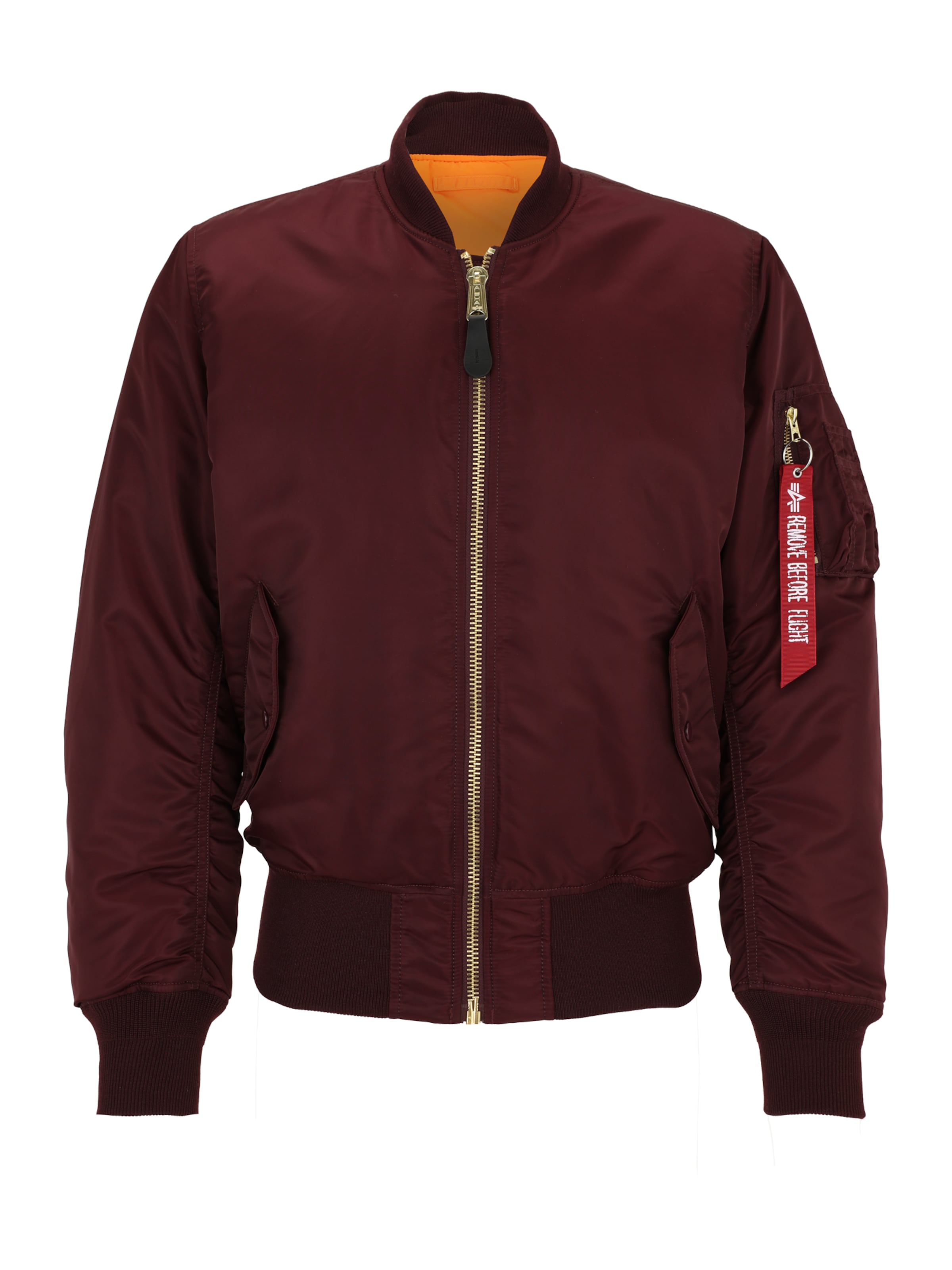ALPHA INDUSTRIES - Chaqueta de entretiempo 'MA-1' en rojo: frente