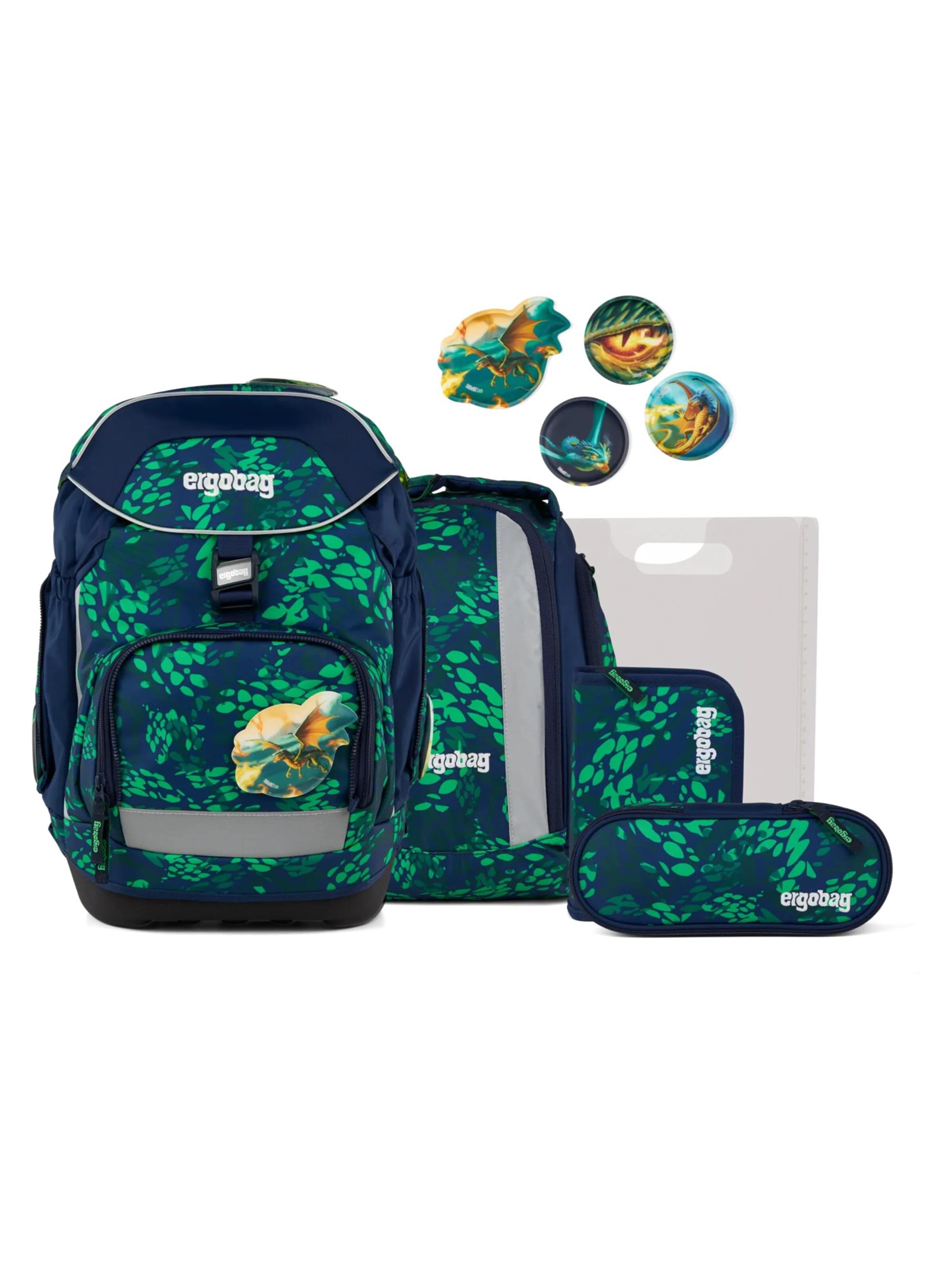 ergobag Backpack 'Schulranzen-Set pack Set' in Green: front