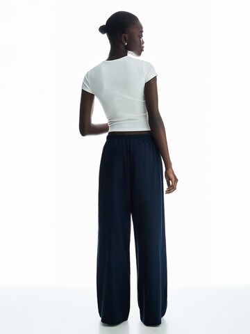 Wide Leg Pantalon Bershka en bleu