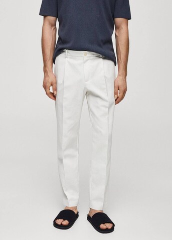 MANGO MAN Tapered Pants 'Mud' in White: front