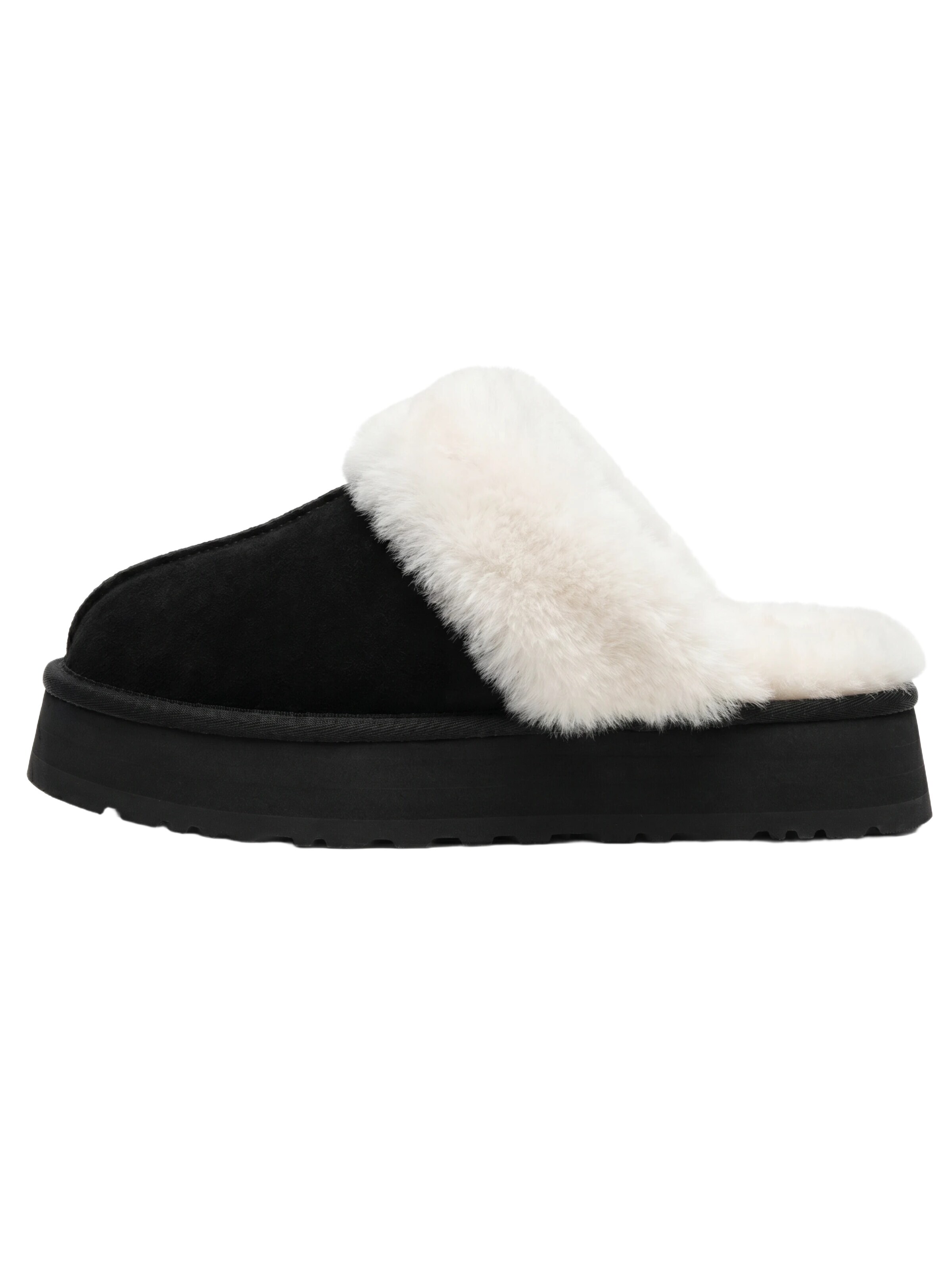 BONVERANO Slippers 'Warme Damen Hausschuhe mit flauschigem Kunstfellbesatz' in Black: front