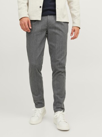 JACK & JONES Tapered Bandplooibroek 'Ace Harvey' in Grijs: voorkant