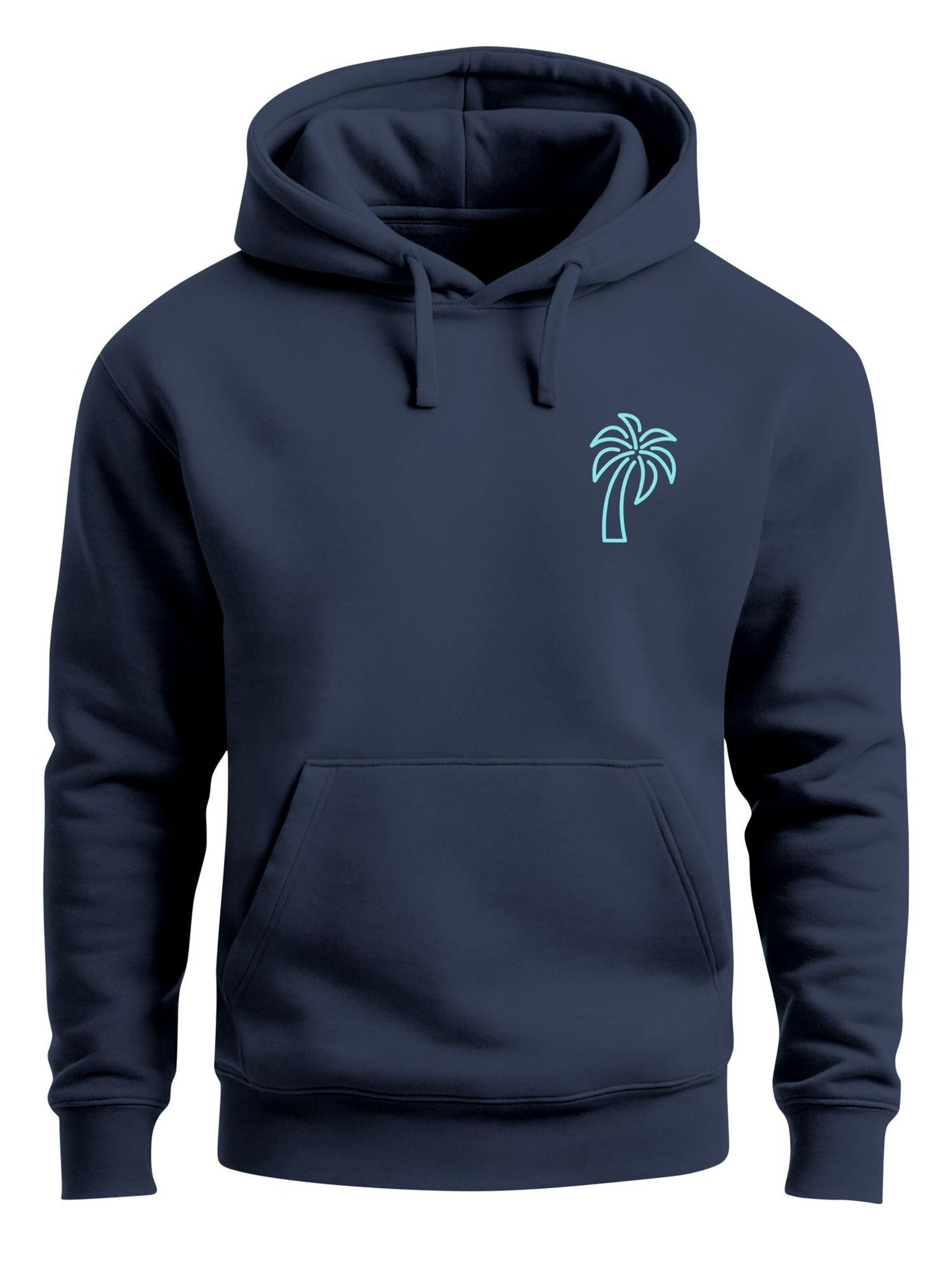 Neverless Sweatshirt 'Palm Lineart Logo' in Blue: front