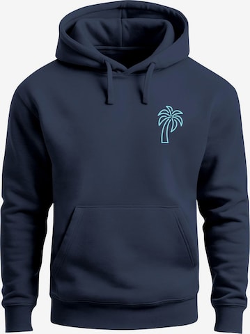 Neverless Sweatshirt 'Palm Lineart Logo' in Blue: front