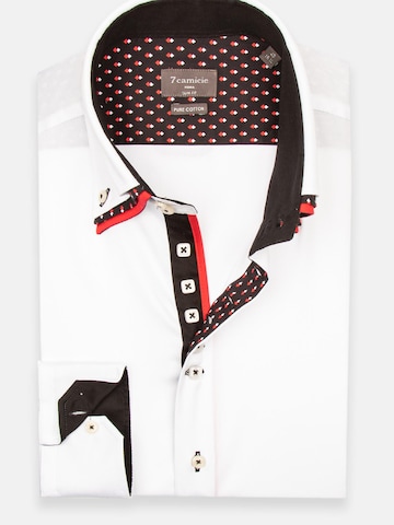 Slim fit Camicia business 'Vesuvio Iconic Satin Man Shirt Black' di 7Camicie in bianco