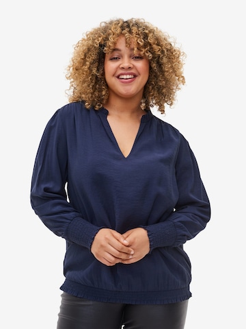 Zizzi Blouse 'XCLARU' in Blauw: voorkant