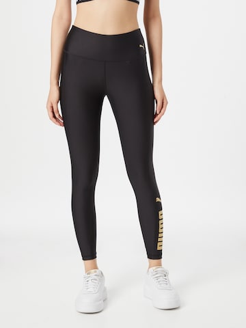 Slimfit Pantaloni sport de la PUMA pe negru: față