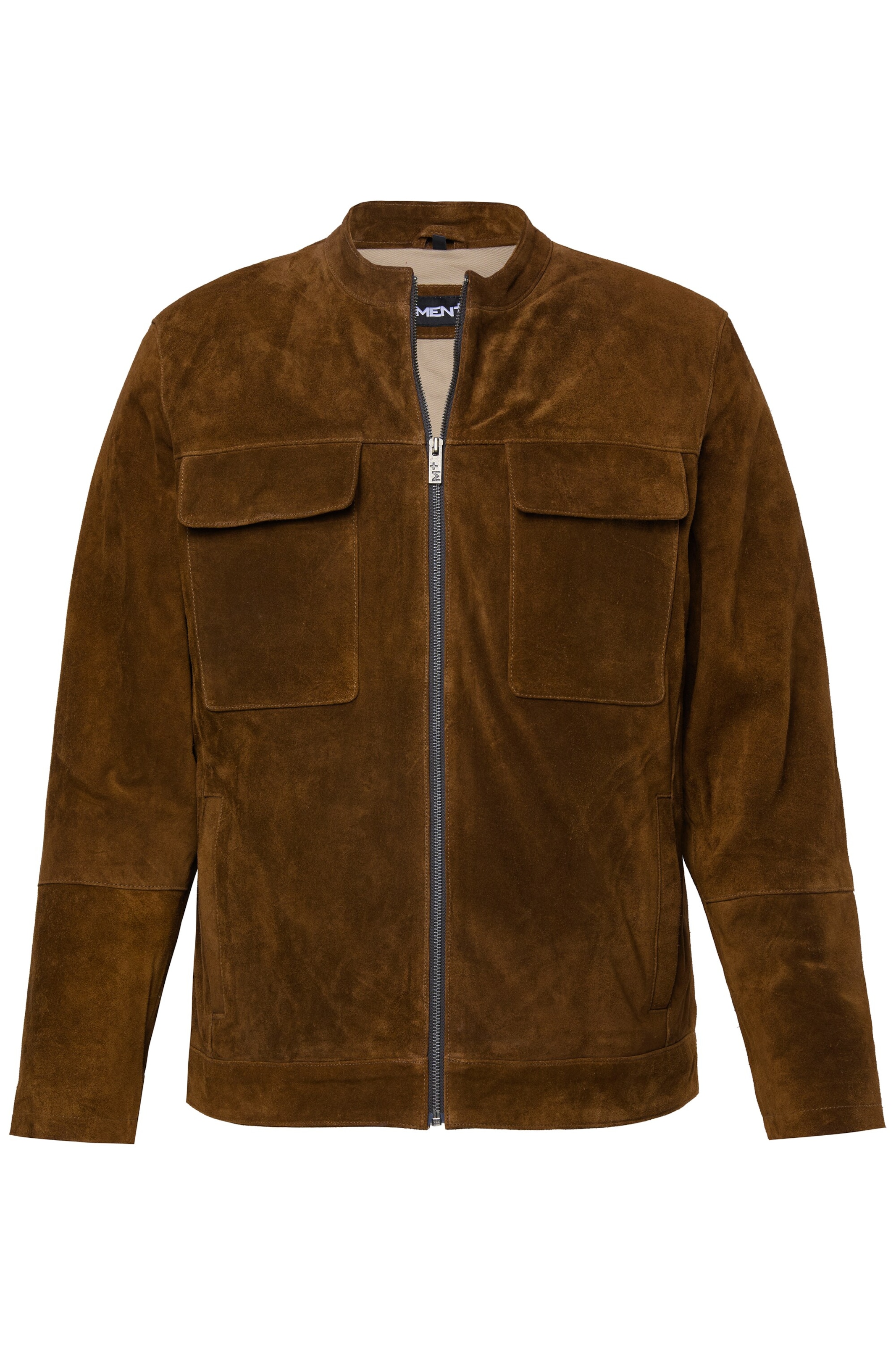 Men Plus Tussenjas in Bruin: voorkant