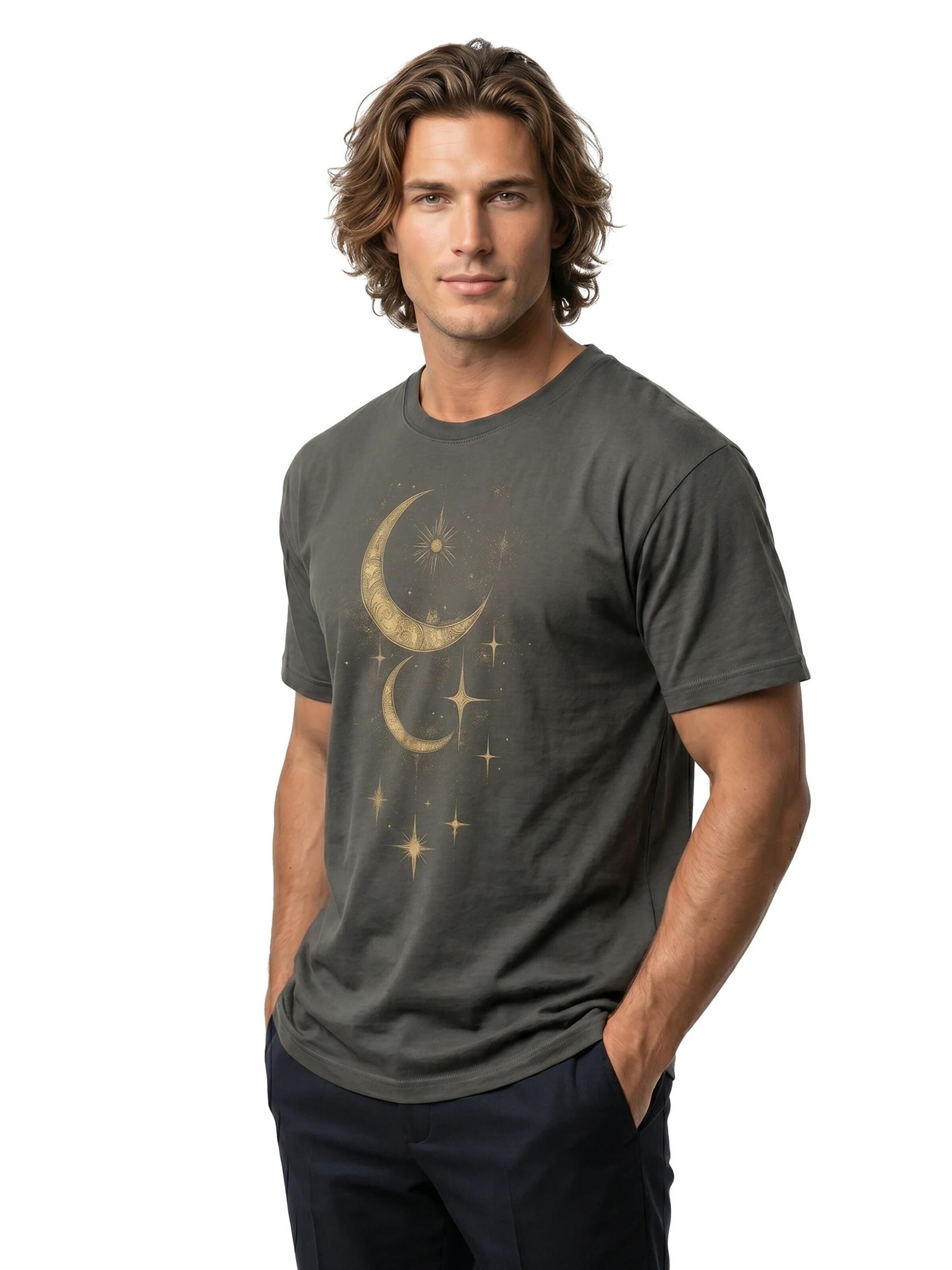 MAKAYA Shirt 'Moon Stars' in Grey