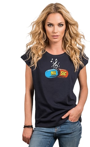 MAKAYA Shirt 'Music Pill' in Blue: front