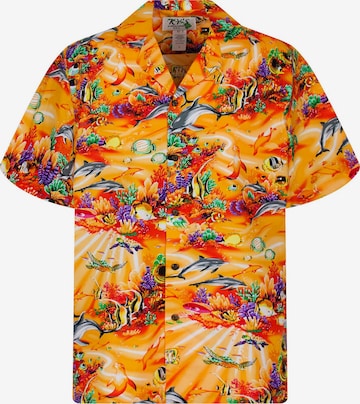 KY's Button Up Shirt 'Aquarium' in Orange: front