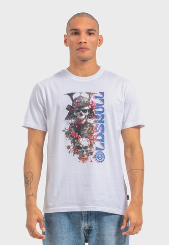Oldskull T-Shirt 'Xtreme Samurai Skull Logo' in Weiß: Vorderseite