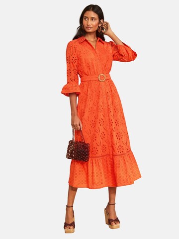 Robe-chemise love & roses en orange : devant