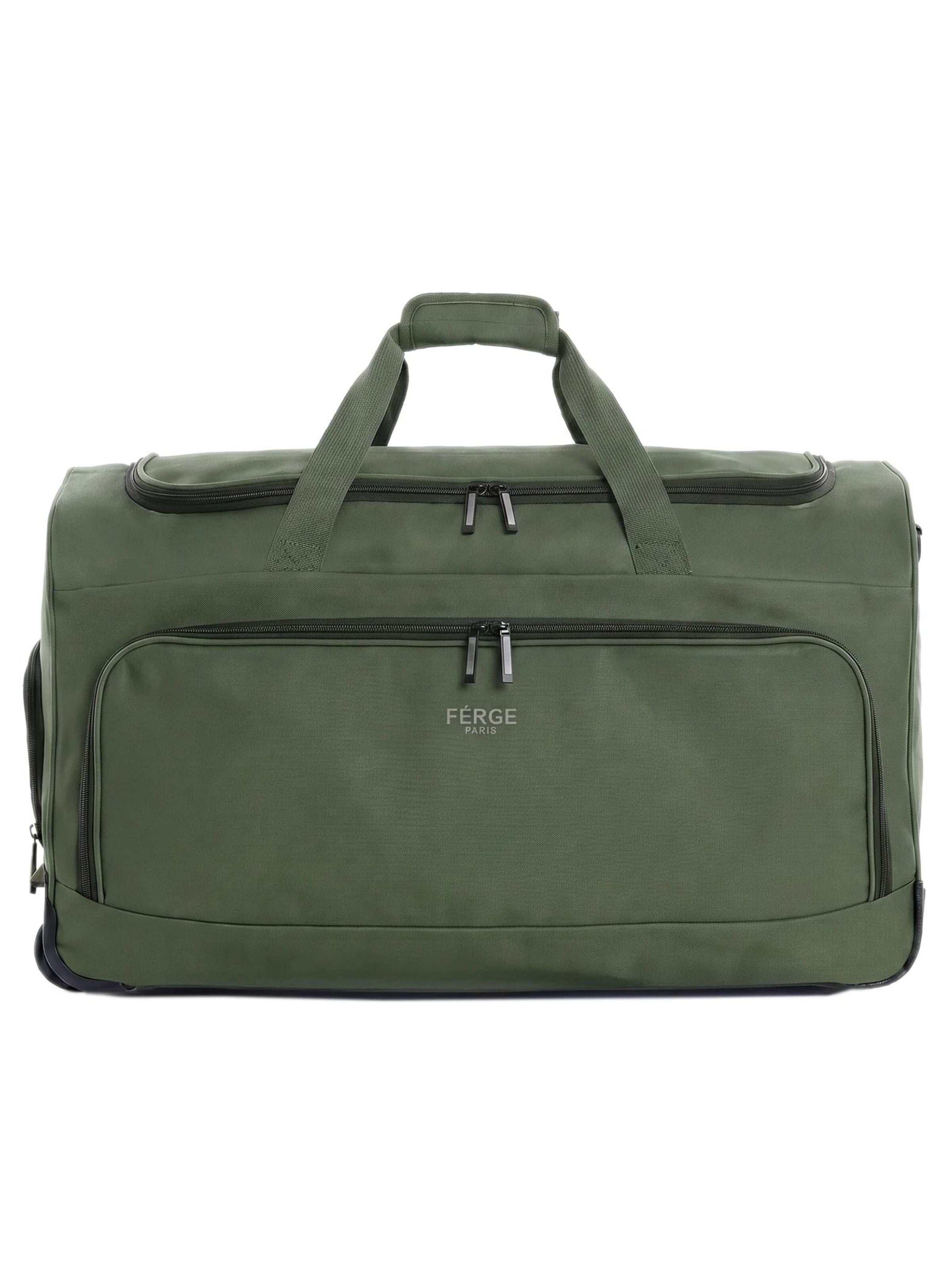 FERGÉ Travel Bag 'wasserabweisende Reisetasche mit Rollen groß PARIS' in Green: front