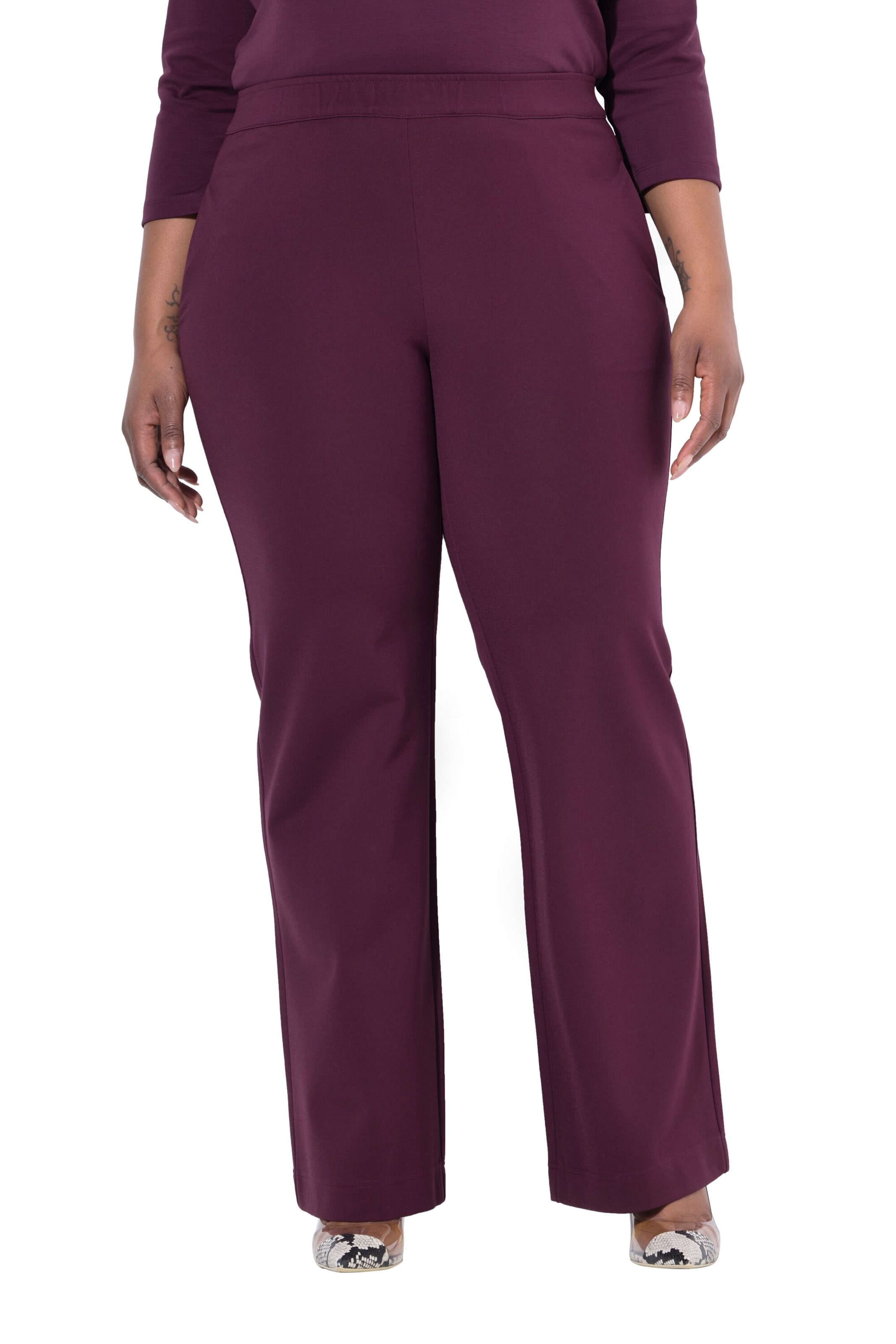 Ulla Popken Wide leg Broek in Rood: voorkant