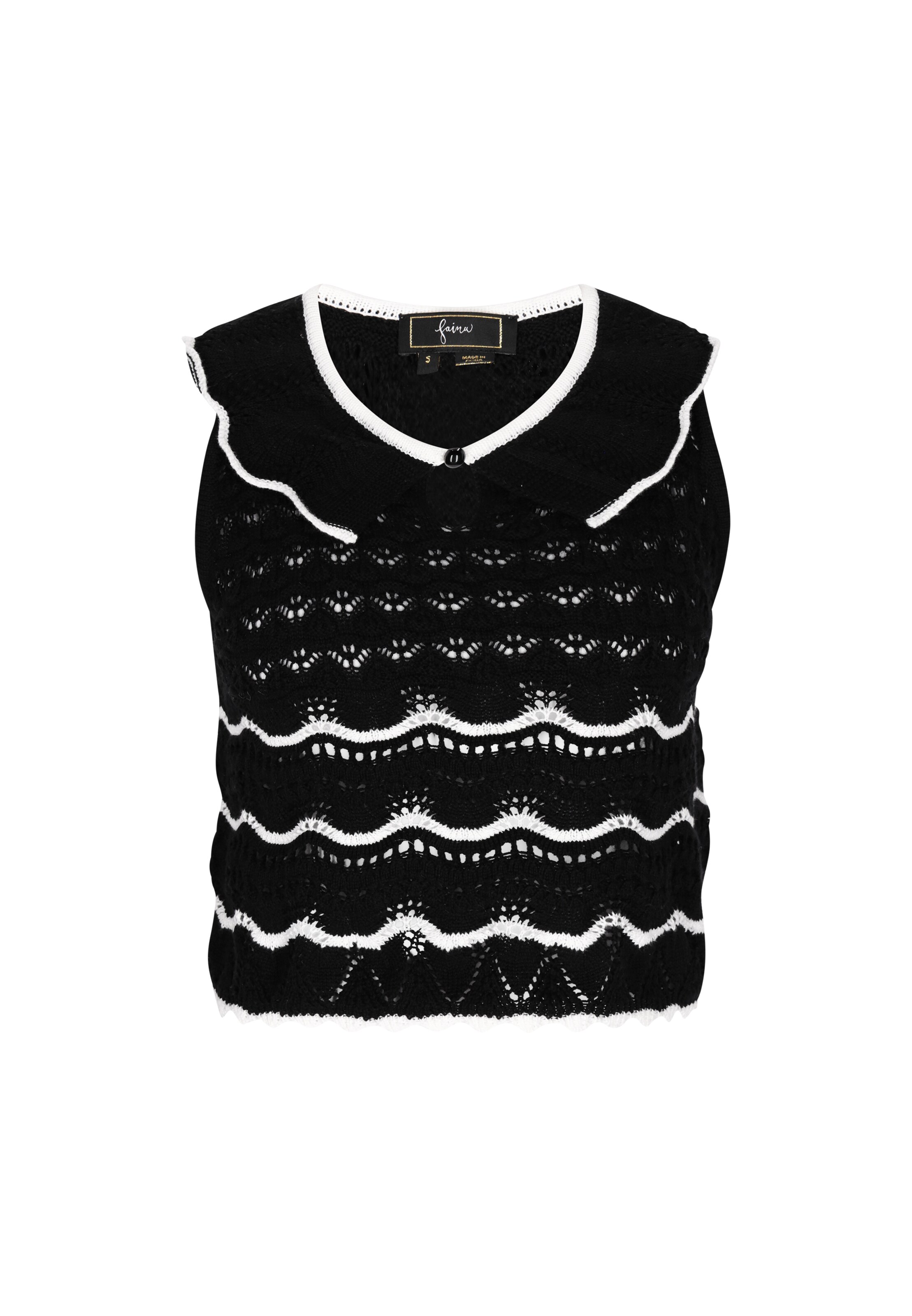 juoda faina Megzta palaidinė be rankovių 'Fashion Look': priekis