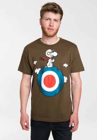 LOGOSHIRT Paita 'Peanuts - Snoopy Pilot' värissä vihreä: edessä