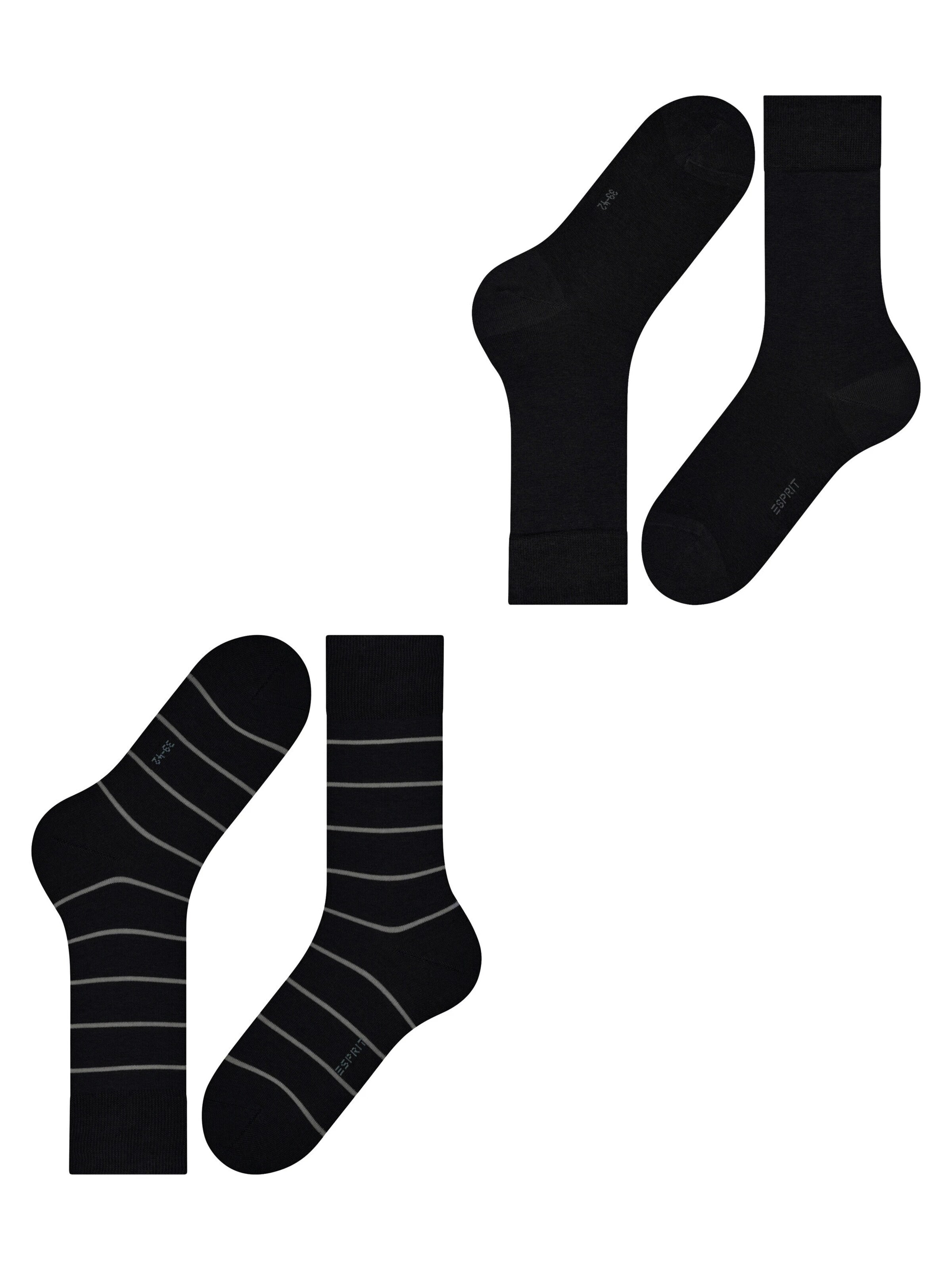 ESPRIT Socken 'Modern Stripe 2-Pack'‌‌‌‌‌‌ in Schwarz