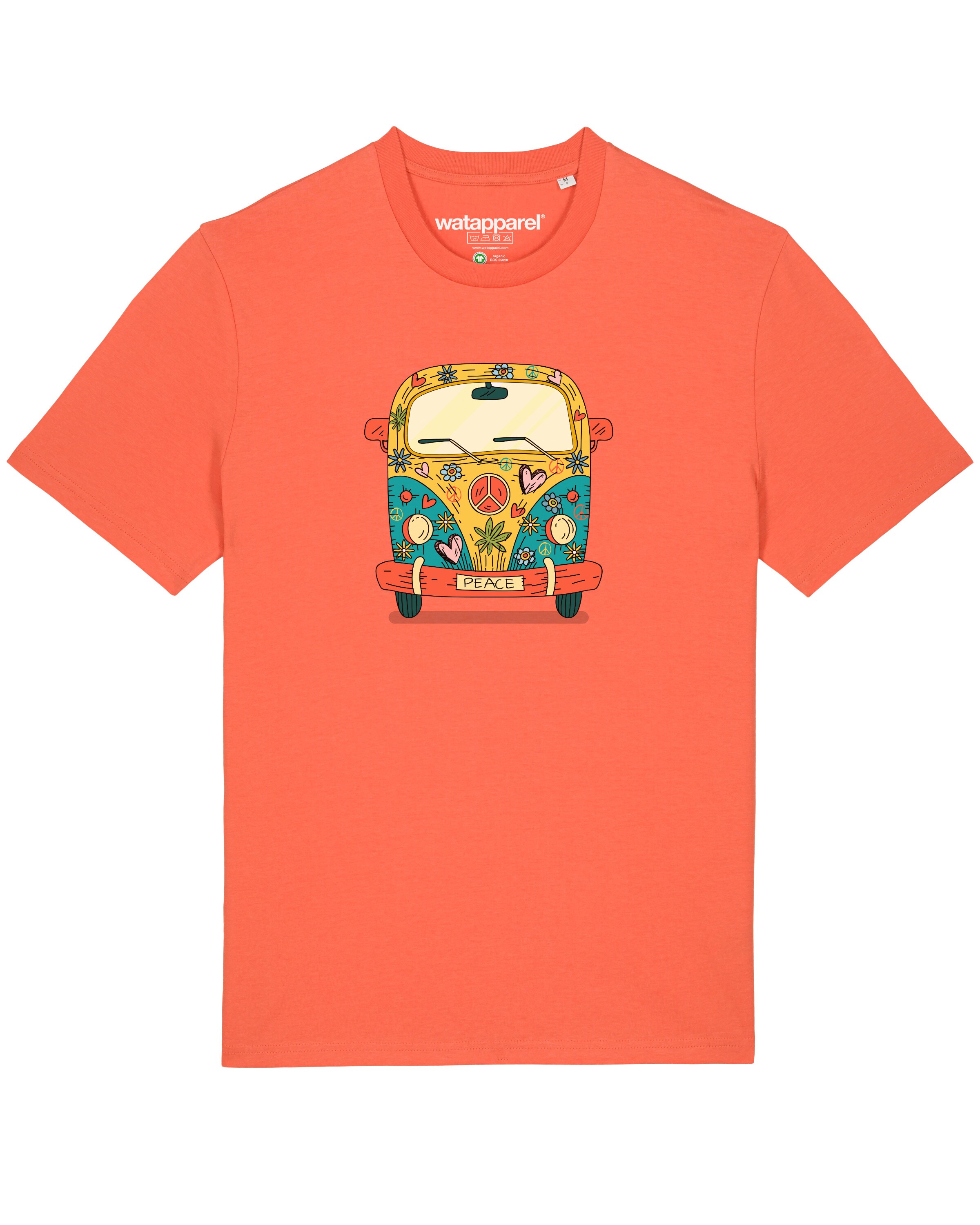 Watapparel Shirt ' Hippies Bus ' in Oranje: voorkant
