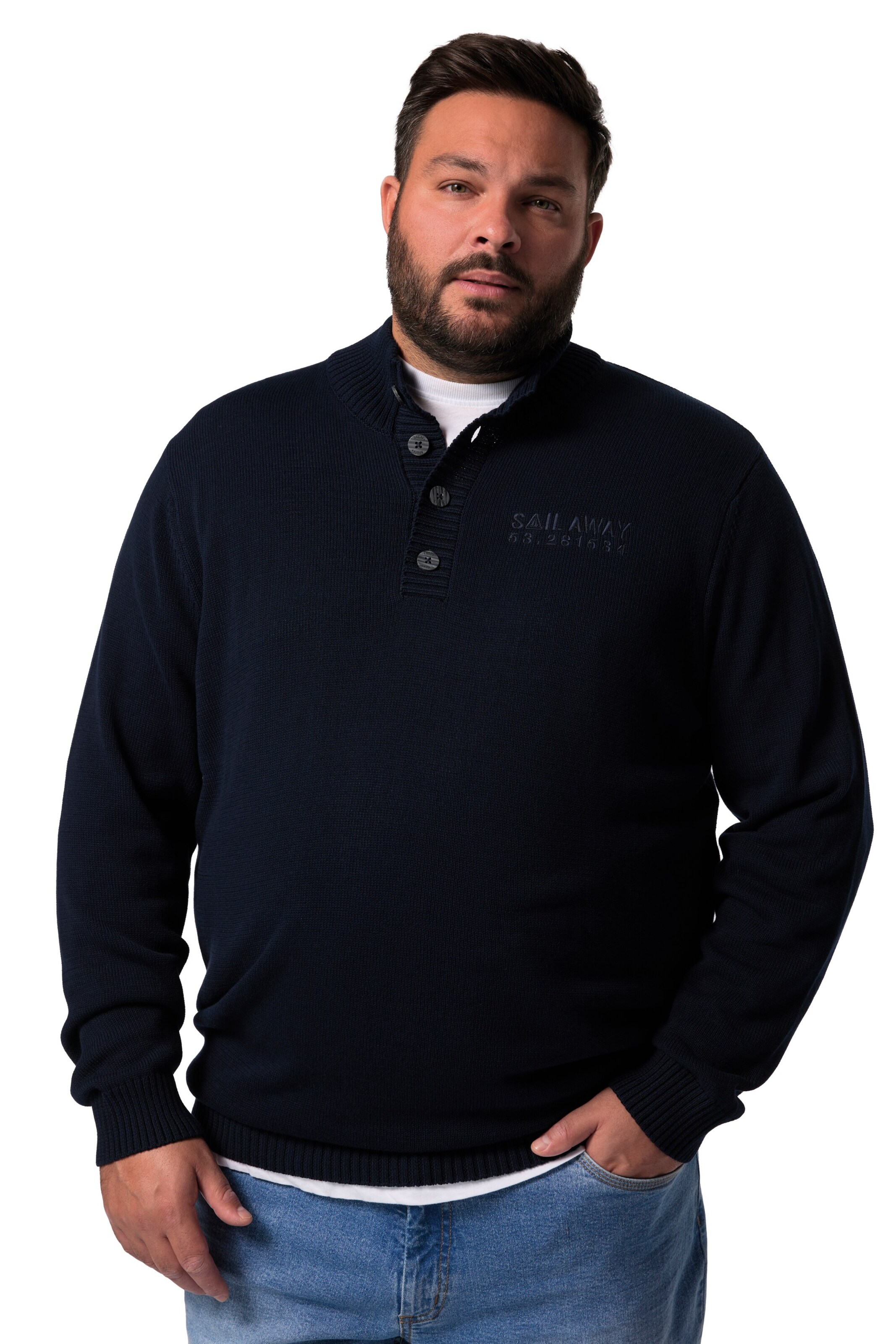 Men Plus Sweater in Blue: front