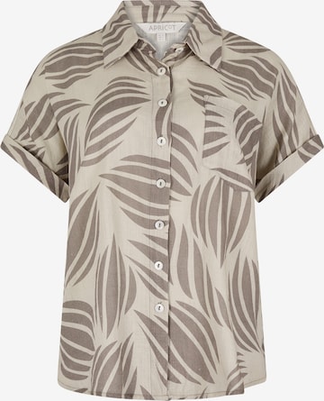 Apricot Linen Blend Shell Print Shirt ' ' in Grau: Vorderseite