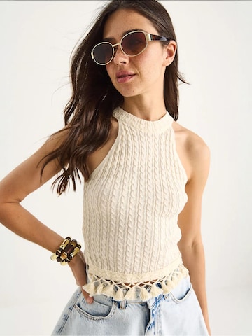 Bianco Lucci Gebreide top in Beige