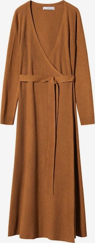 MANGO Stickad klänning 'Layers' i brun: framsida