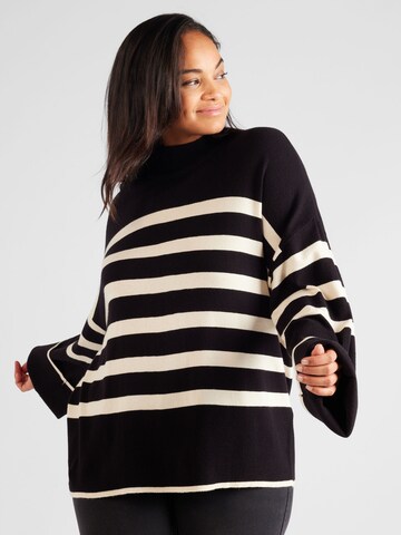 Vero Moda Curve - Pullover 'HAPPINESS' em preto: frente