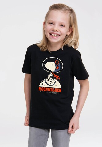 LOGOSHIRT Shirt 'Snoopy - Moonwalker' in Black