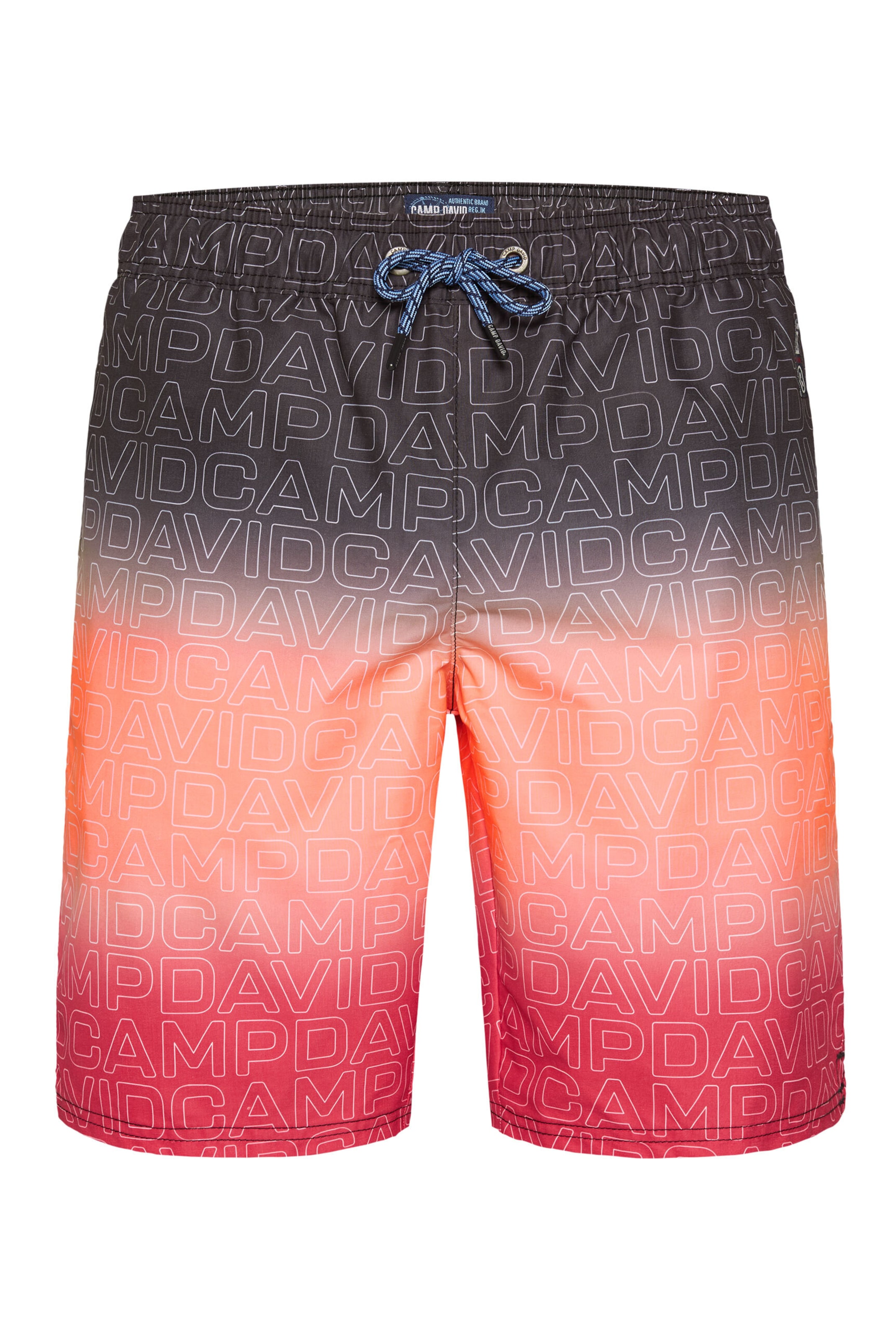 CAMP DAVID Board Shorts in Black: front